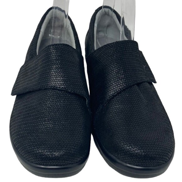 Alegria Lau-870 Lauryn Black Leather Slip On Shoes w/Cross Strap 38 EU 7 US - Picture 2 of 9